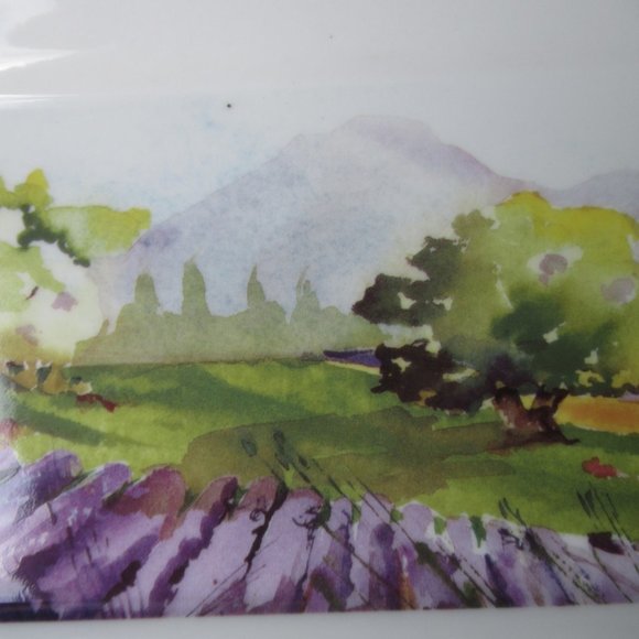 Porcelain Rectangular Serving Platter Fields of Provence by Gourmet Village - Picture 3 of 11